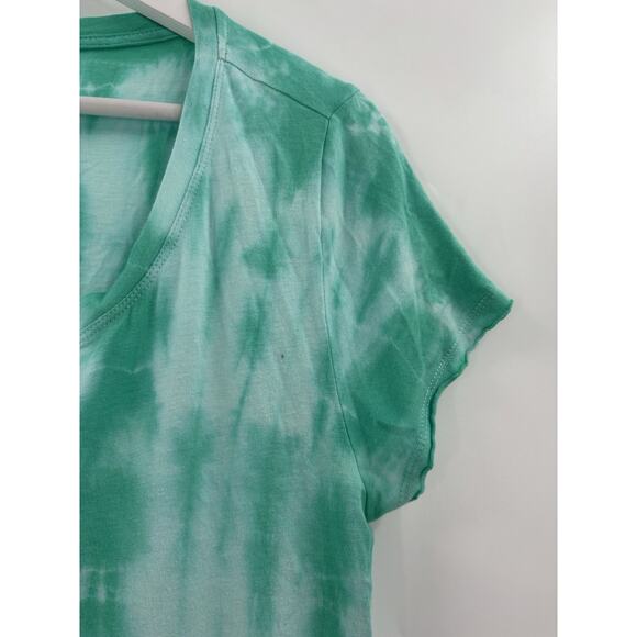 Calvin Klein T Shirt Womens Medium Blue Green Tie Dye Short Sleeves V Neck - Picture 4 of 16